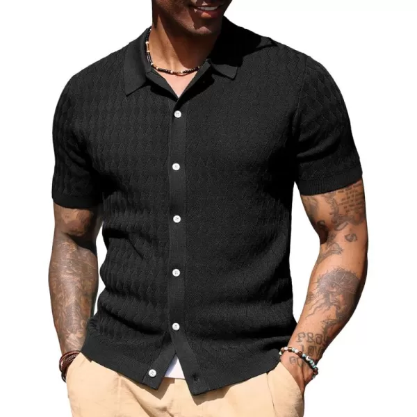 PJ PAUL JONES Mens Polo Shirt Knit Textured Short Sleeve Golf Shirt Button Down Knitwear