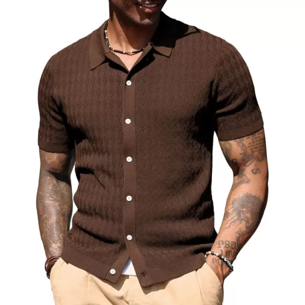 PJ PAUL JONES Mens Polo Shirt Knit Textured Short Sleeve Golf Shirt Button Down Knitwear