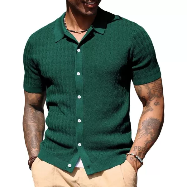 PJ PAUL JONES Mens Polo Shirt Knit Textured Short Sleeve Golf Shirt Button Down Knitwear