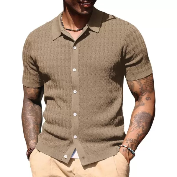 PJ PAUL JONES Mens Polo Shirt Knit Textured Short Sleeve Golf Shirt Button Down Knitwear