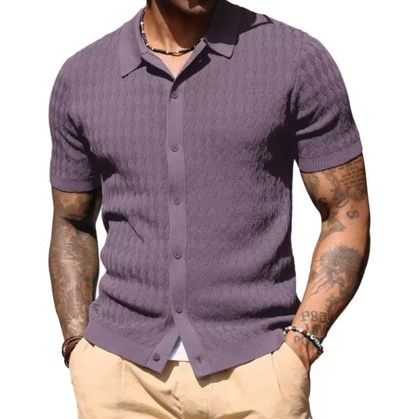 PJ PAUL JONES Mens Polo Shirt Knit Textured Short Sleeve Golf Shirt Button Down Knitwear