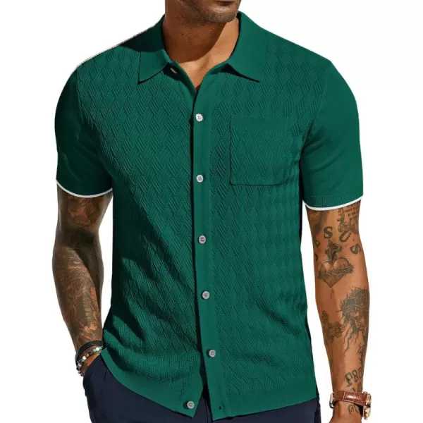 PJ PAUL JONES Mens Polo Shirt Short Sleeve Casual Knit Textured Button Down Polo Shirts with Pocket