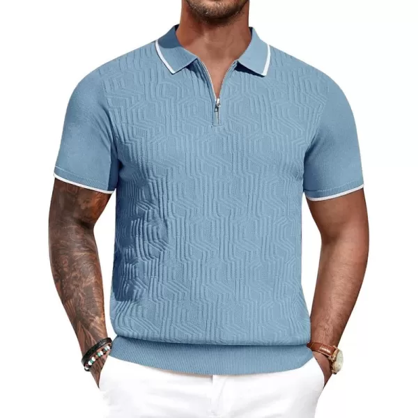 PJ PAUL JONES Mens Polo Shirts Short Sleeve Quarter Zip Textured Knit Polo T Shirts