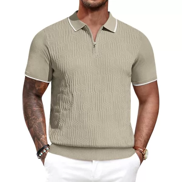 PJ PAUL JONES Mens Polo Shirts Short Sleeve Quarter Zip Textured Knit Polo T Shirts