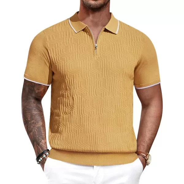 PJ PAUL JONES Mens Polo Shirts Short Sleeve Quarter Zip Textured Knit Polo T Shirts