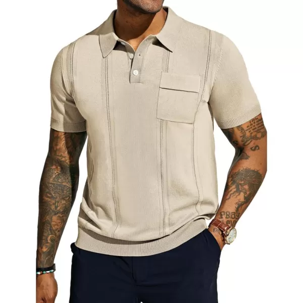PJ PAUL JONES Mens Polo Shirts Short Sleeve Summer Knit Polo Shirt with Chest Pocket