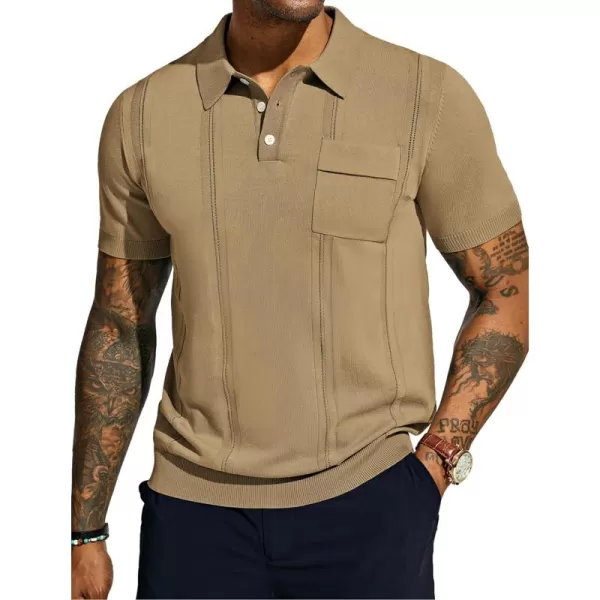 PJ PAUL JONES Mens Polo Shirts Short Sleeve Summer Knit Polo Shirt with Chest Pocket
