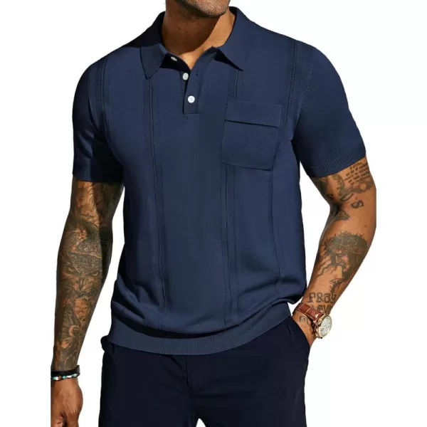 PJ PAUL JONES Mens Polo Shirts Short Sleeve Summer Knit Polo Shirt with Chest Pocket