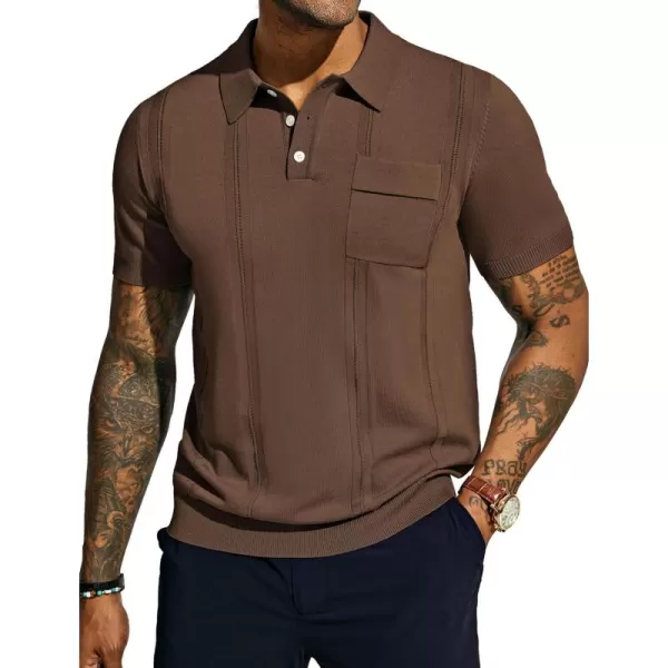 PJ PAUL JONES Mens Polo Shirts Short Sleeve Summer Knit Polo Shirt with Chest Pocket