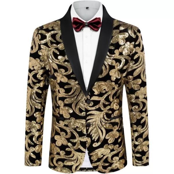 PJ PAUL JONES Mens Sequins Tuxedo Jacket Shawl Lapel Suit Jackets Elegant Velvet Blazer for Dinner, Prom, Party