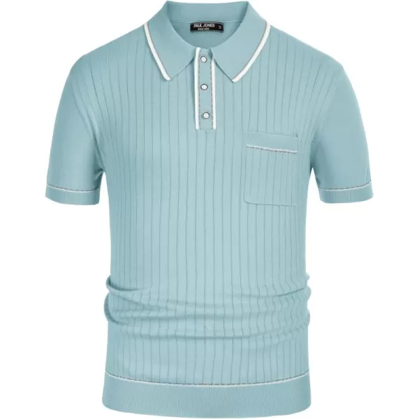 PJ PAUL JONES Men's Short Sleeve Knitted Polo Shirts Vintage Button-Up Summer Polo Shirt