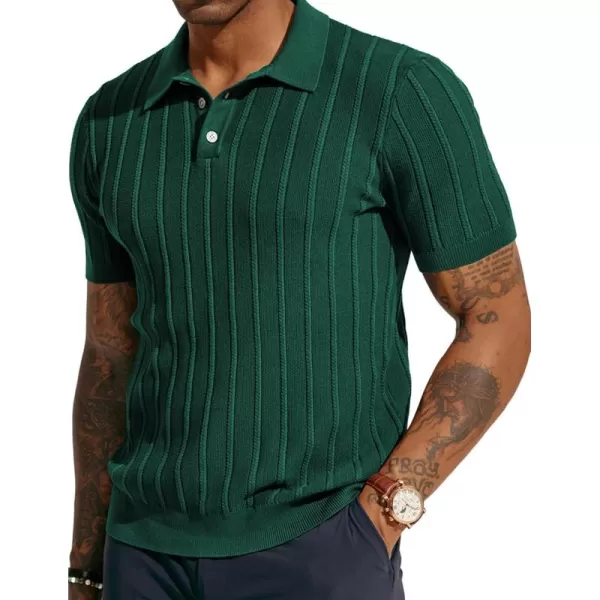 PJ PAUL JONES Mens Vintage Knit Polo Shirts Short Sleeve Twisted Retro Golf Shirt