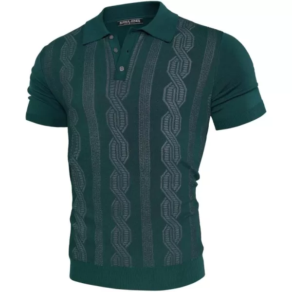 PJ PAUL JONES Mens Vintage Polo Shirts Casual Pattern Knit Golf Polo Shirts