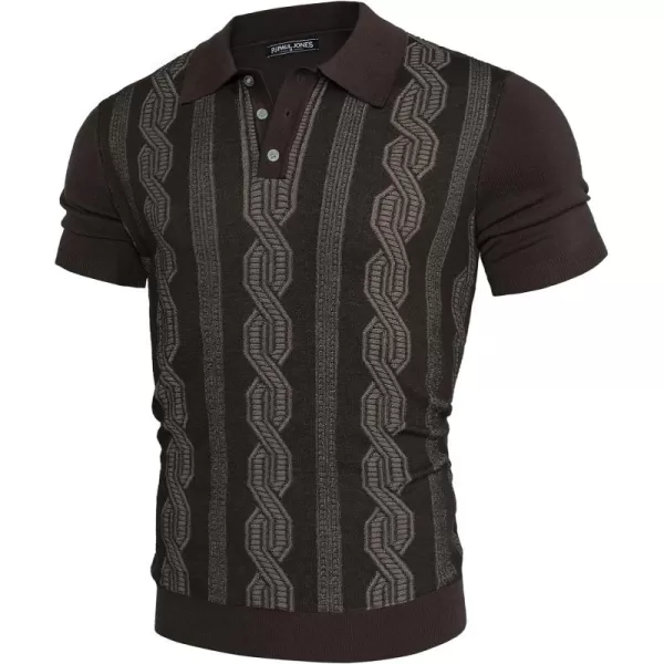 PJ PAUL JONES Mens Vintage Polo Shirts Casual Pattern Knit Golf Polo Shirts