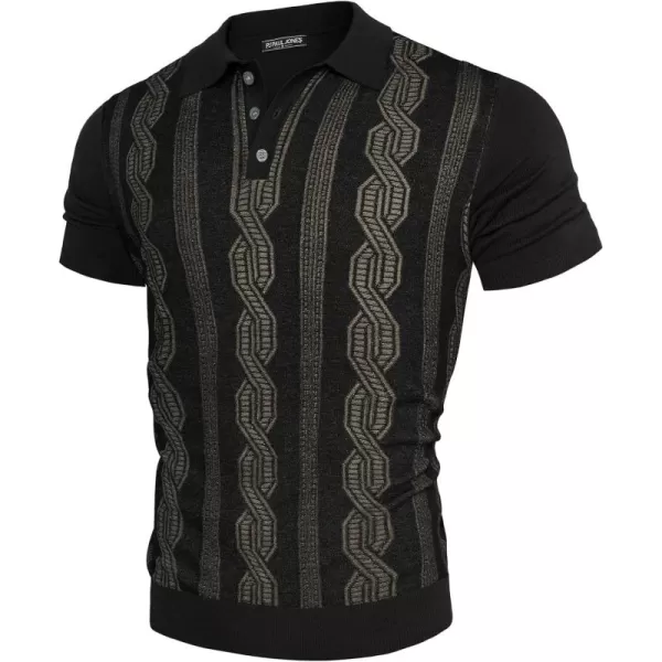 PJ PAUL JONES Mens Vintage Polo Shirts Casual Pattern Knit Golf Polo Shirts