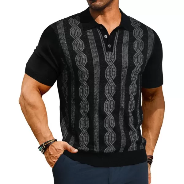 PJ PAUL JONES Mens Vintage Polo Shirts Casual Pattern Knit Golf Polo Shirts