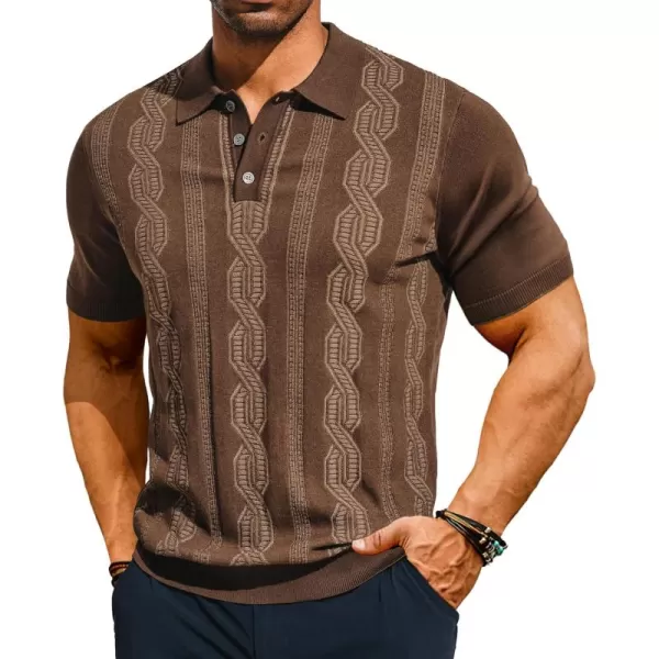 PJ PAUL JONES Mens Vintage Polo Shirts Casual Pattern Knit Golf Polo Shirts