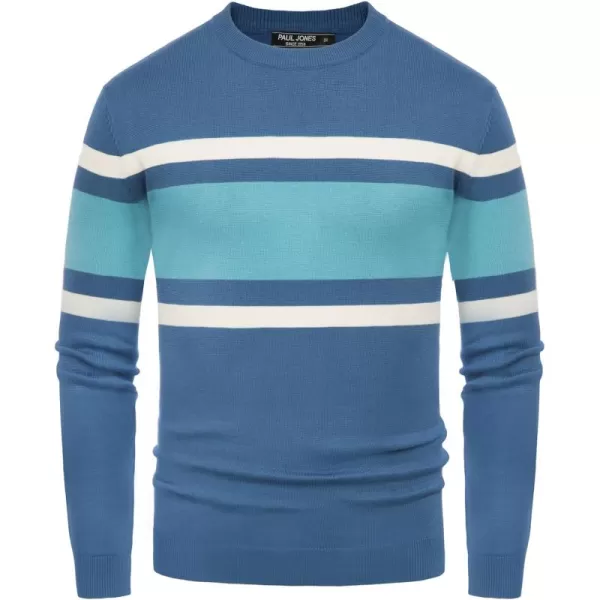 PJ Paul Jones Mens Striped Pullover Sweater Crewneck Contrast Fine Knitted Sweaters