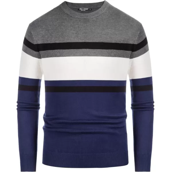 PJ Paul Jones Mens Striped Pullover Sweater Crewneck Contrast Fine Knitted Sweaters