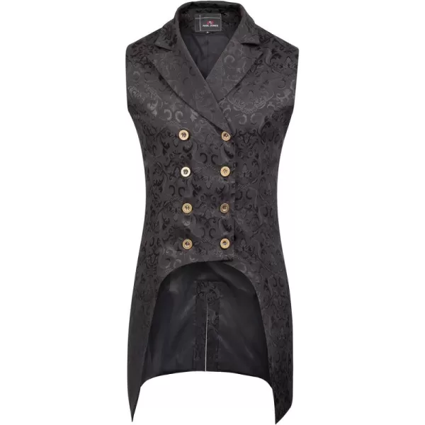 Paul Jones Mens Gothic Steampunk Double Breasted Vest Brocade Waistcoat