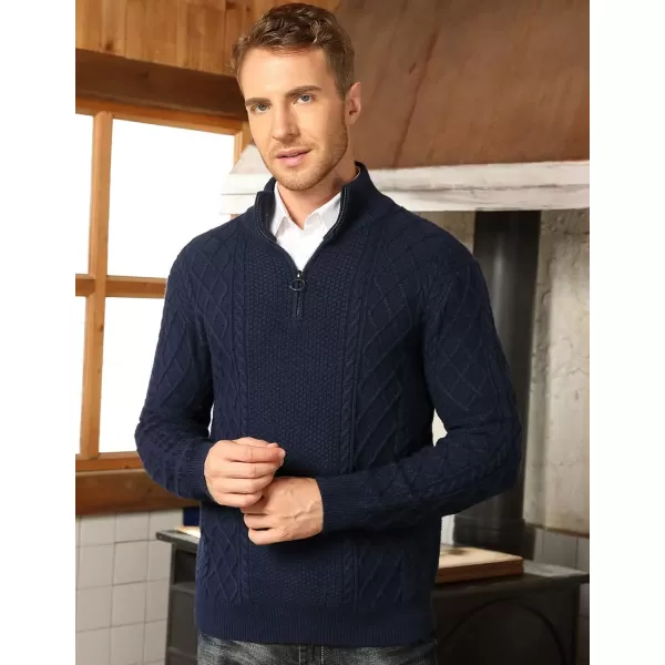 PJ Paul Jones Men's Casual Quarter-Zip Sweaters Cable Knit Thermal Pullover