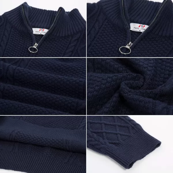 PJ Paul Jones Men's Casual Quarter-Zip Sweaters Cable Knit Thermal Pullover