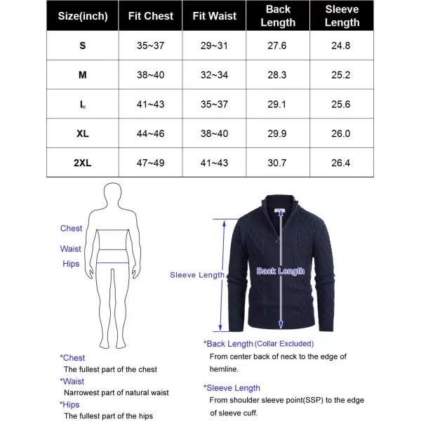 PJ Paul Jones Men's Casual Quarter-Zip Sweaters Cable Knit Thermal Pullover