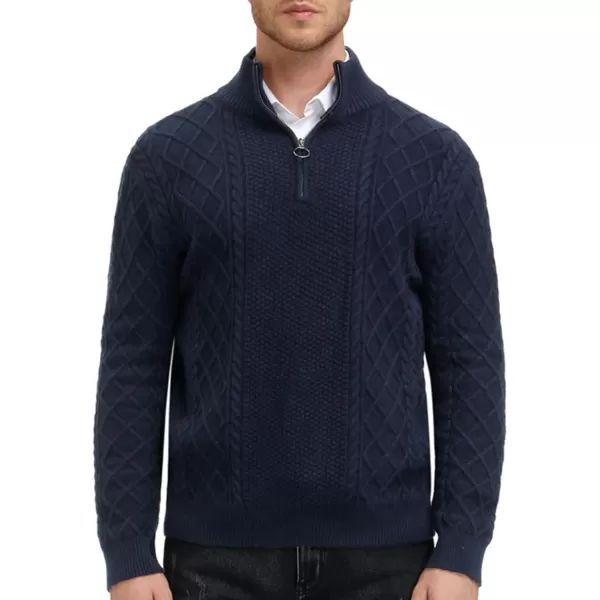 PJ Paul Jones Men's Casual Quarter-Zip Sweaters Cable Knit Thermal Pullover