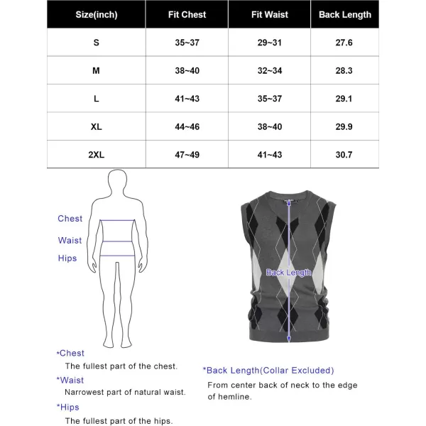 PJ PAUL JONES Men's Soft Argyle Sweater Vest Slim Fit V-Neck Knitted Pullover Vest