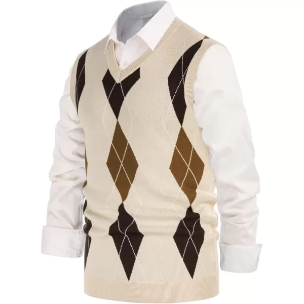 PJ PAUL JONES Men's Soft Argyle Sweater Vest Slim Fit V-Neck Knitted Pullover Vest