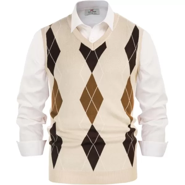 PJ PAUL JONES Men's Soft Argyle Sweater Vest Slim Fit V-Neck Knitted Pullover Vest