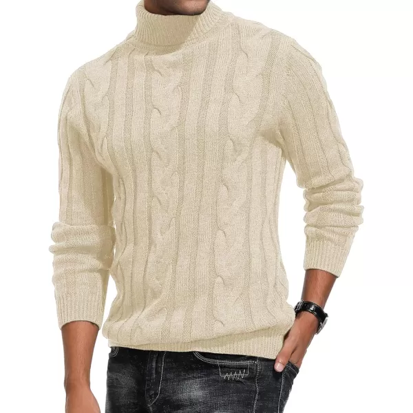 PJ Paul Jones Men's Casual Turtleneck Sweaters Cable Knit Thermal Pullover Sweater
