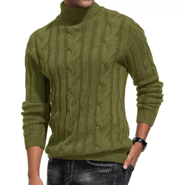 PJ Paul Jones Men's Casual Turtleneck Sweaters Cable Knit Thermal Pullover Sweater