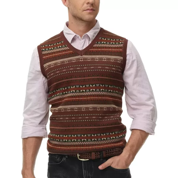 PJ Paul Jones Men's V-Neck Fair Isle Sweater Vest Vintage Contrast Sweater Vest