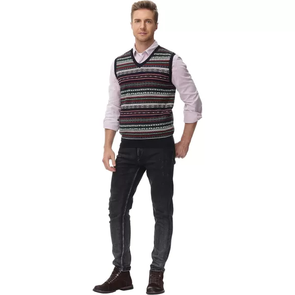 PJ Paul Jones Men's V-Neck Fair Isle Sweater Vest Vintage Contrast Sweater Vest
