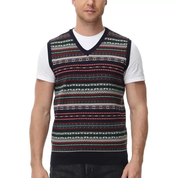 PJ Paul Jones Men's V-Neck Fair Isle Sweater Vest Vintage Contrast Sweater Vest