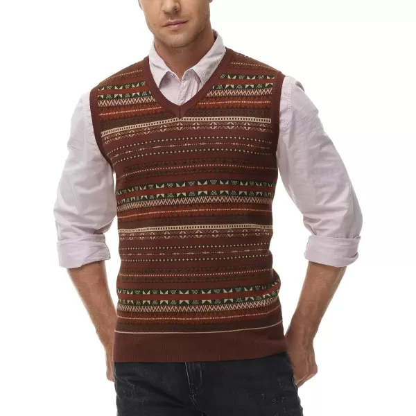 PJ Paul Jones Men's V-Neck Fair Isle Sweater Vest Vintage Contrast Sweater Vest
