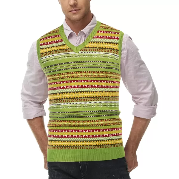 PJ Paul Jones Men's V-Neck Fair Isle Sweater Vest Vintage Contrast Sweater Vest