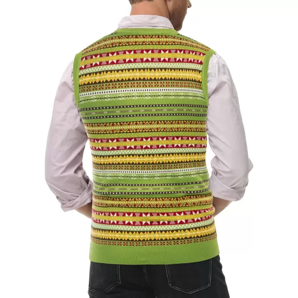 PJ Paul Jones Men's V-Neck Fair Isle Sweater Vest Vintage Contrast Sweater Vest
