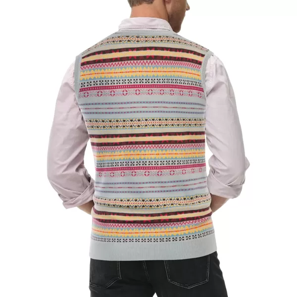 PJ Paul Jones Men's V-Neck Fair Isle Sweater Vest Vintage Contrast Sweater Vest