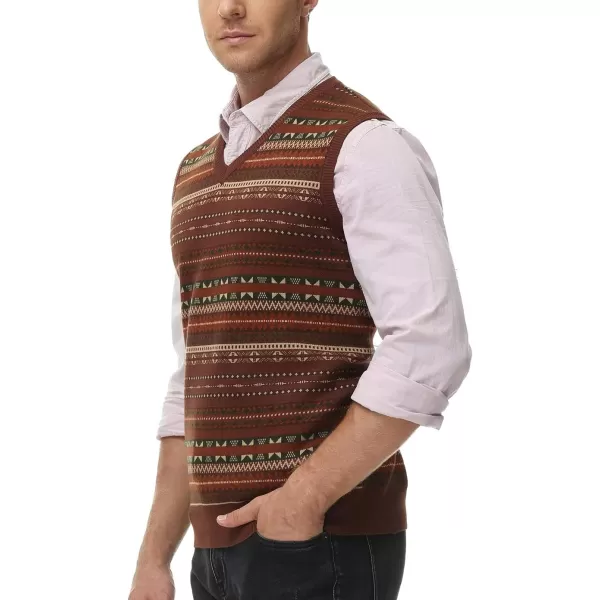 PJ Paul Jones Men's V-Neck Fair Isle Sweater Vest Vintage Contrast Sweater Vest