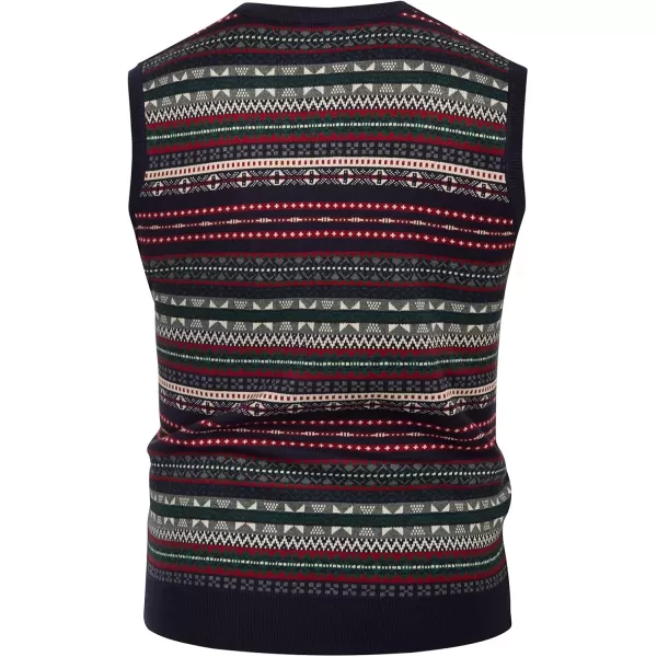 PJ Paul Jones Men's V-Neck Fair Isle Sweater Vest Vintage Contrast Sweater Vest