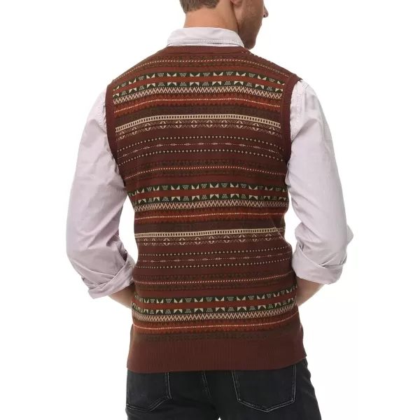 PJ Paul Jones Men's V-Neck Fair Isle Sweater Vest Vintage Contrast Sweater Vest