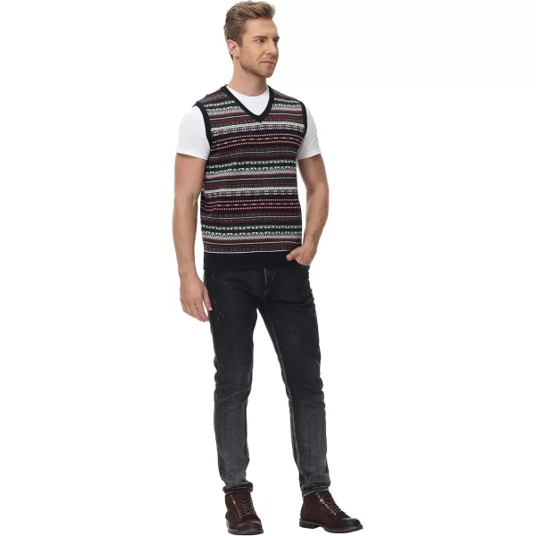 PJ Paul Jones Men's V-Neck Fair Isle Sweater Vest Vintage Contrast Sweater Vest