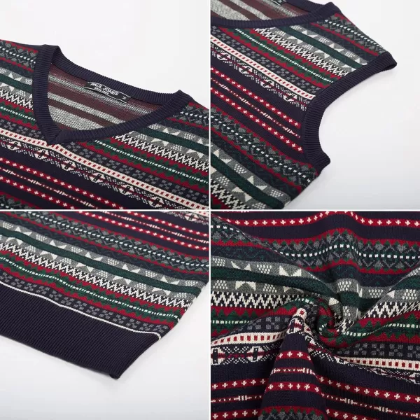 PJ Paul Jones Men's V-Neck Fair Isle Sweater Vest Vintage Contrast Sweater Vest