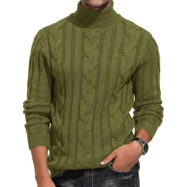 PJ Paul Jones Men's Casual Turtleneck Sweaters Cable Knit Thermal Pullover Sweater