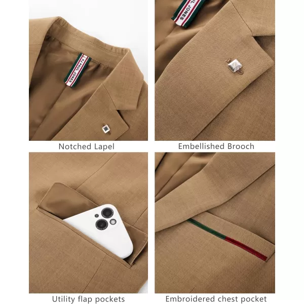 PJ PAUL JONES Mens Blazer Lightweight Sport Coats Casual Two Buttons Notched Lapel Suit Jacket with Removable Brooch