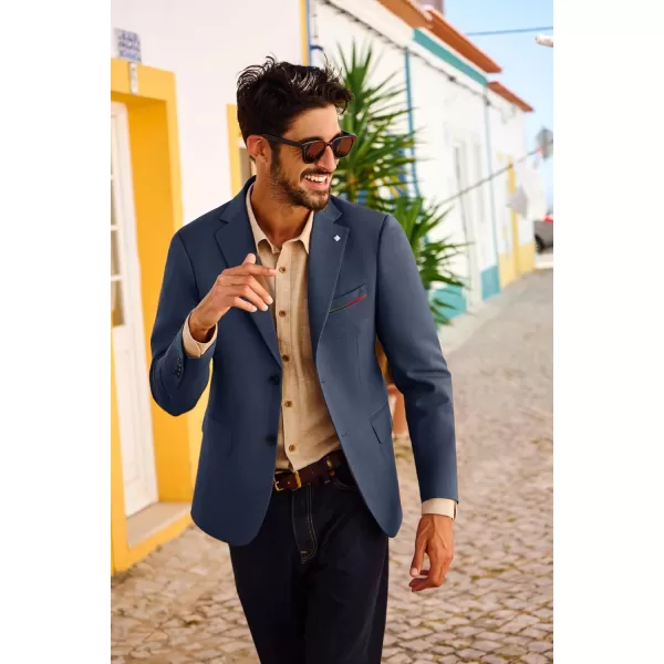 PJ PAUL JONES Mens Blazer Lightweight Sport Coats Casual Two Buttons Notched Lapel Suit Jacket with Removable Brooch