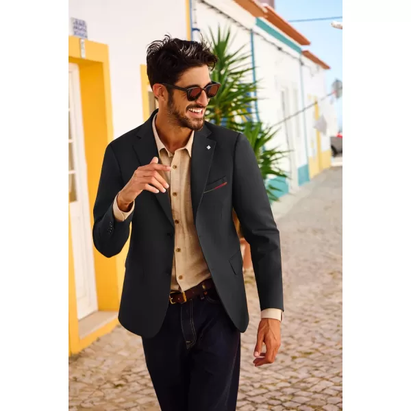 PJ PAUL JONES Mens Blazer Lightweight Sport Coats Casual Two Buttons Notched Lapel Suit Jacket with Removable Brooch