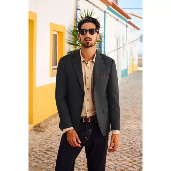 PJ PAUL JONES Mens Blazer Lightweight Sport Coats Casual Two Buttons Notched Lapel Suit Jacket with Removable Brooch